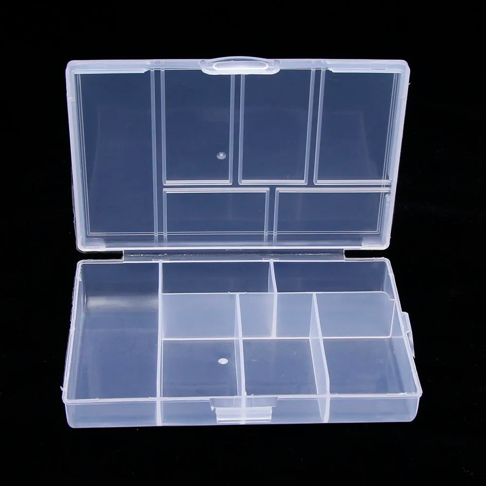 1pc 6 Grids Compartments Plastic Transparent Organizer Jewel Bead Case Cover Container Storage Box For Jewelry Pill Coin Sundry