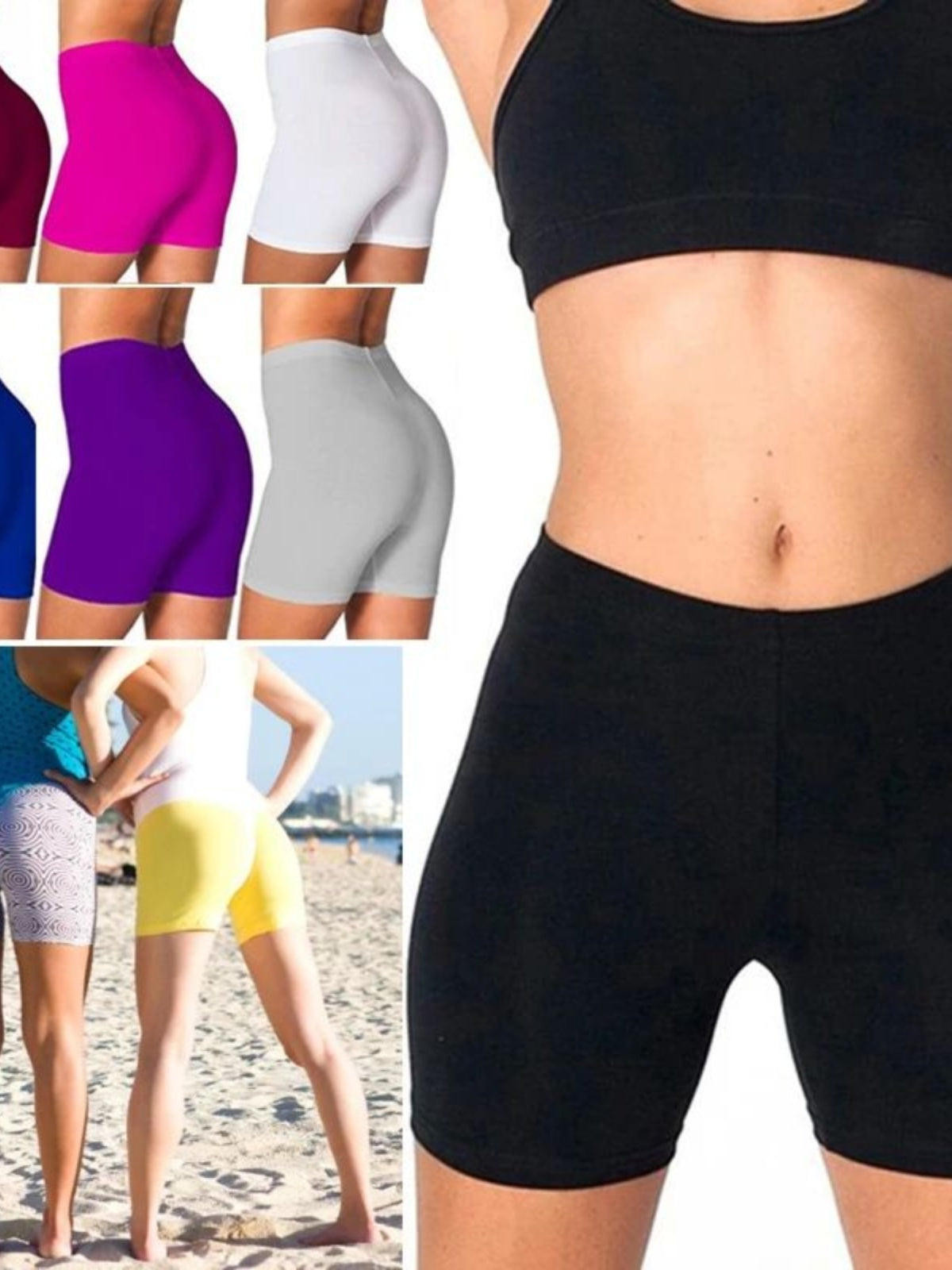 Solid Color High Waist Slim Yoga Shorts Pure Color High Waist Silm Yoga Shorts