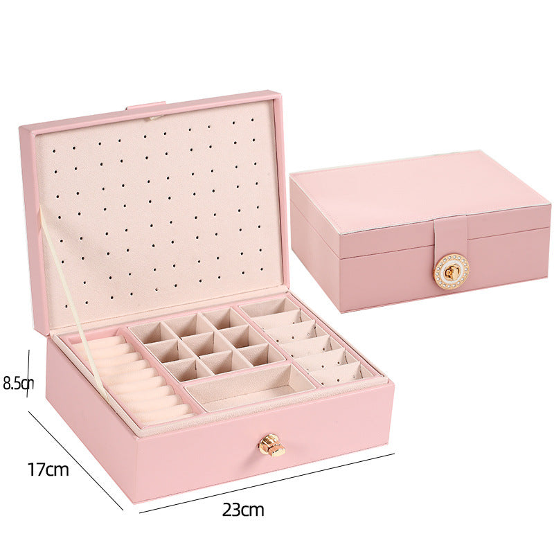 Leather Double-Layer Large Capacity Ring Watch Jewelry Box