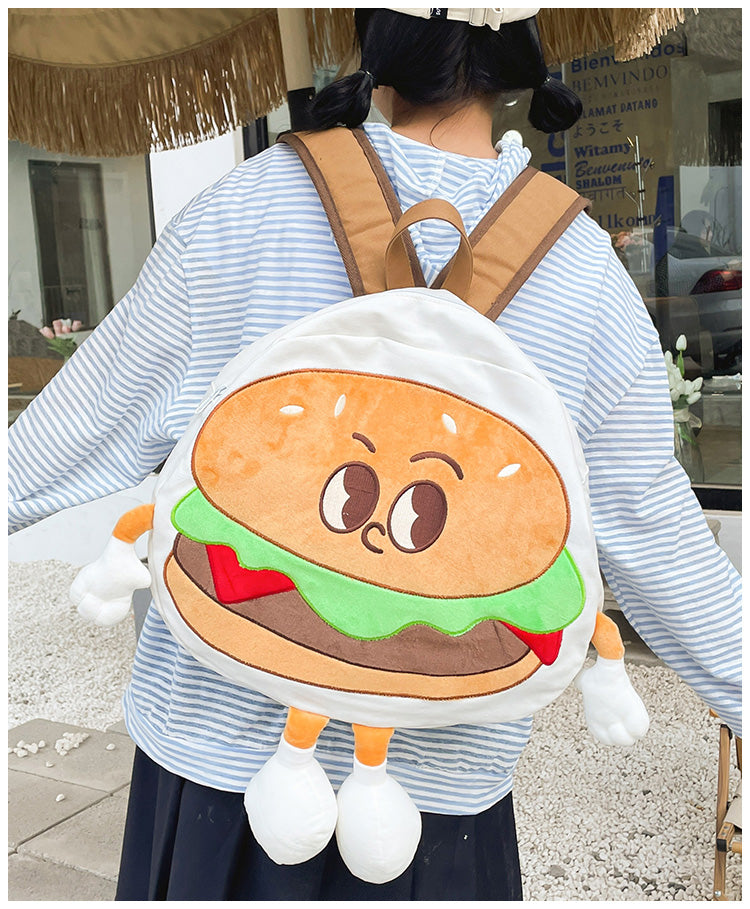 Backpack Cute Female Cartoon Canvas Class Hamburger