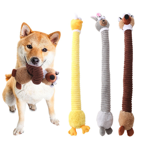 Long Dog Cartoon Long Neck Animal Gnawing Toy Sound Grinding Accompany Bichon Corgi Golden Retriever Samo