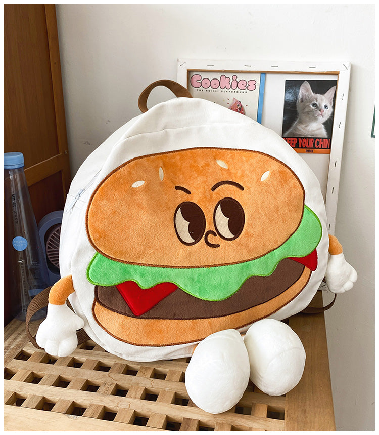 Backpack Cute Female Cartoon Canvas Class Hamburger