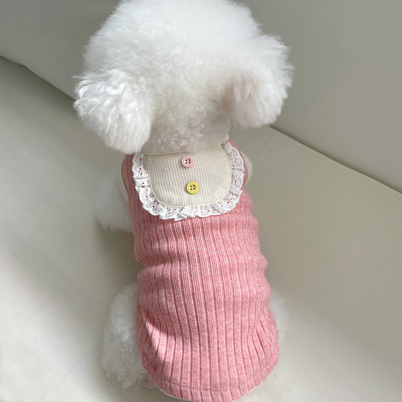 Pet Clothes Fall and Winter New Arrival Color Matching Saliva Towel Sunken Stripe Vest Teddy Bichon Dog Cat Warm Sweater