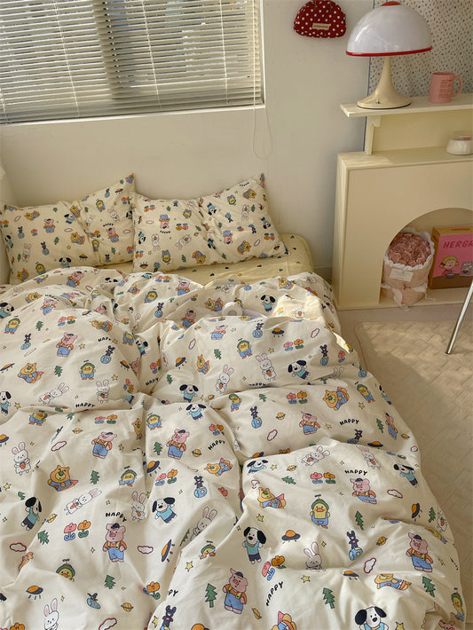 Forest Cartoon 40 Cotton Student Bedding Four-Piece Set