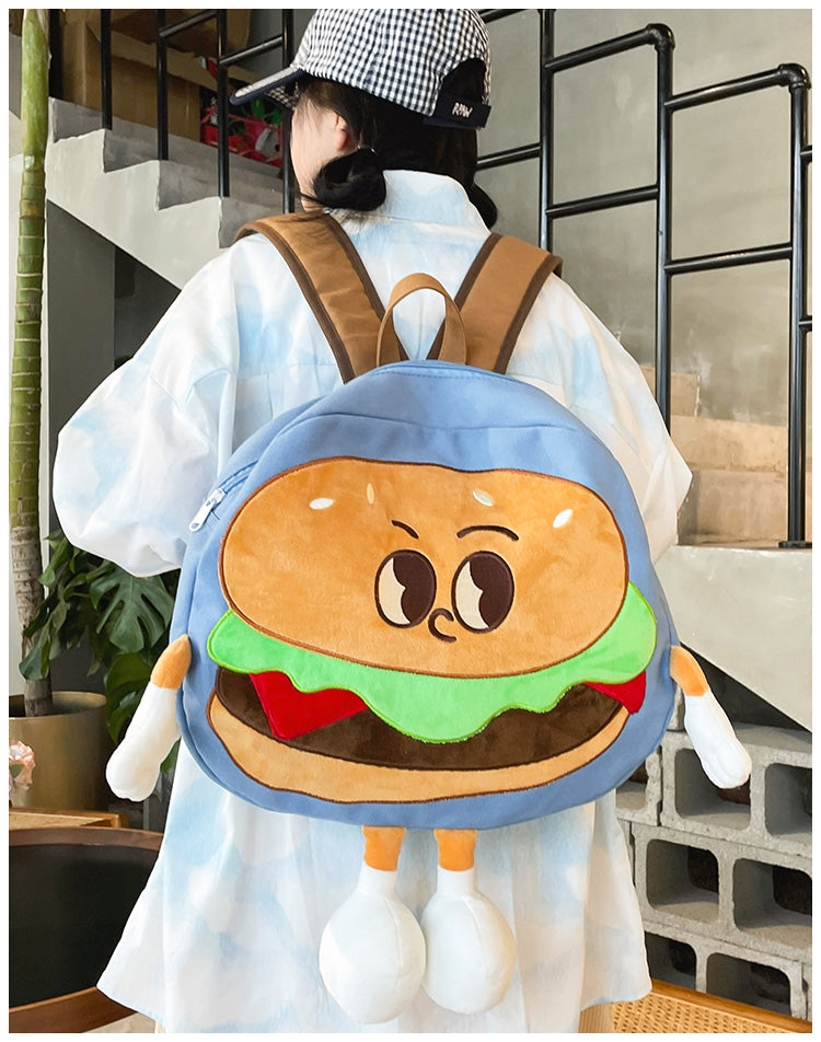 Backpack Cute Female Cartoon Canvas Class Hamburger