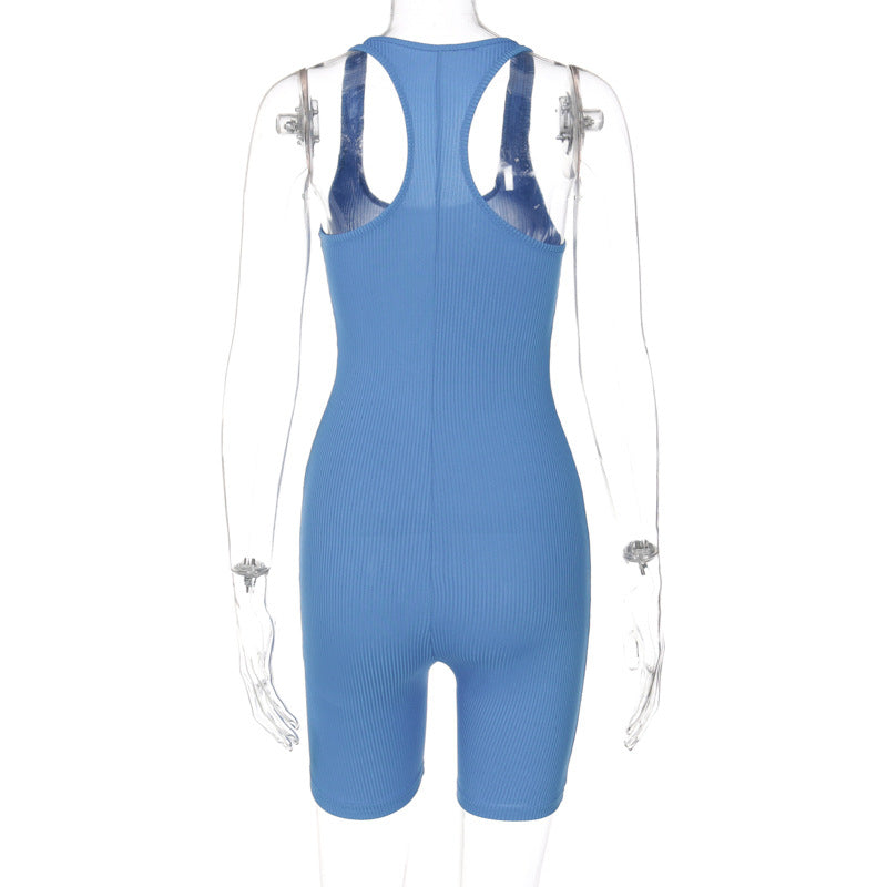 Knitting Pure Color High Waist Tight Sports Yoga Jumpsuit Female Knitted Sports Yoga Jumpsuit