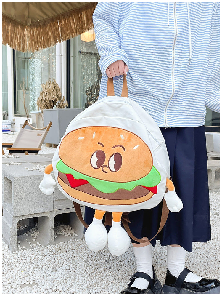 Backpack Cute Female Cartoon Canvas Class Hamburger