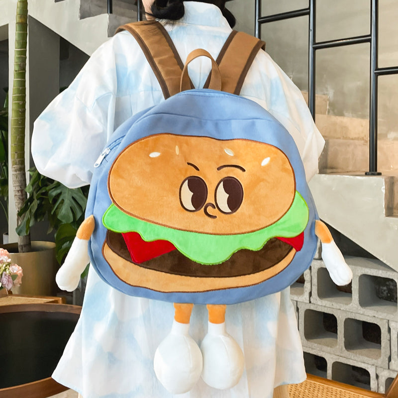 Backpack Cute Female Cartoon Canvas Class Hamburger