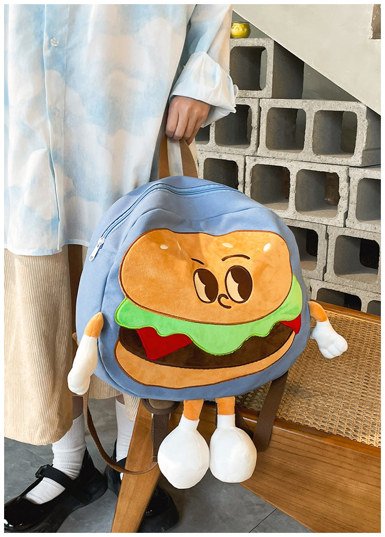 Backpack Cute Female Cartoon Canvas Class Hamburger