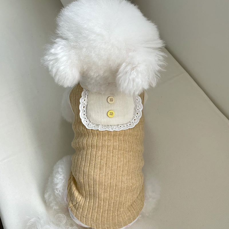 Pet Clothes Fall and Winter New Arrival Color Matching Saliva Towel Sunken Stripe Vest Teddy Bichon Dog Cat Warm Sweater