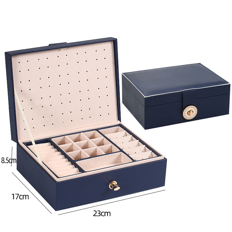 Leather Double-Layer Large Capacity Ring Watch Jewelry Box