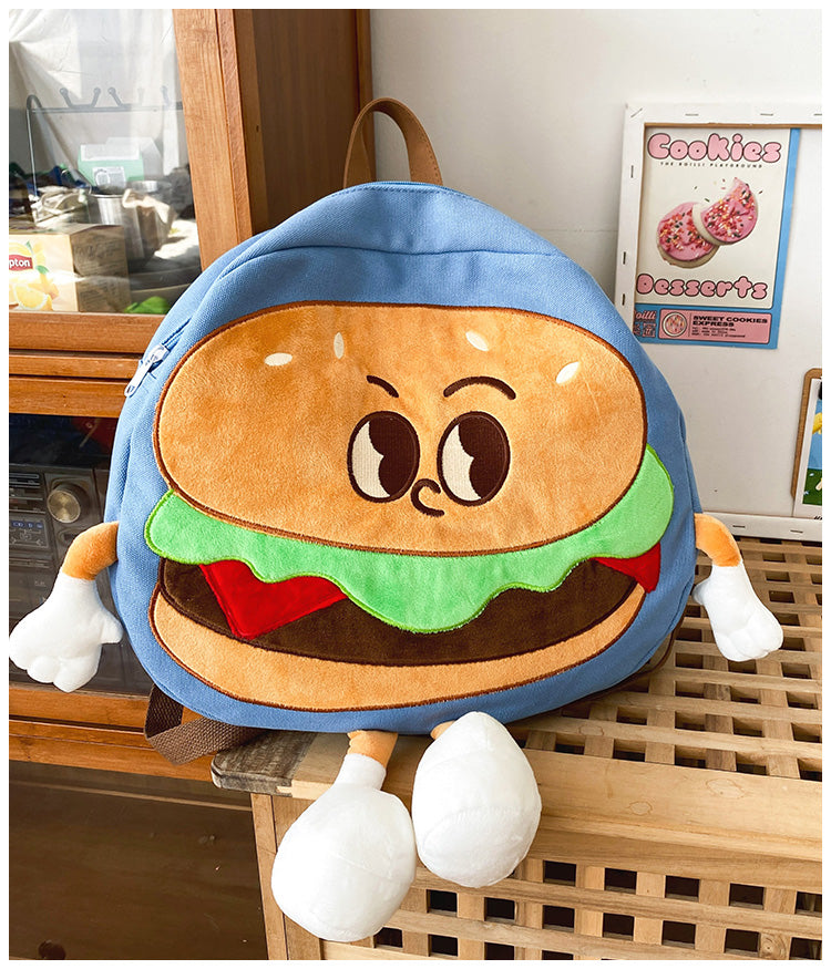 Backpack Cute Female Cartoon Canvas Class Hamburger