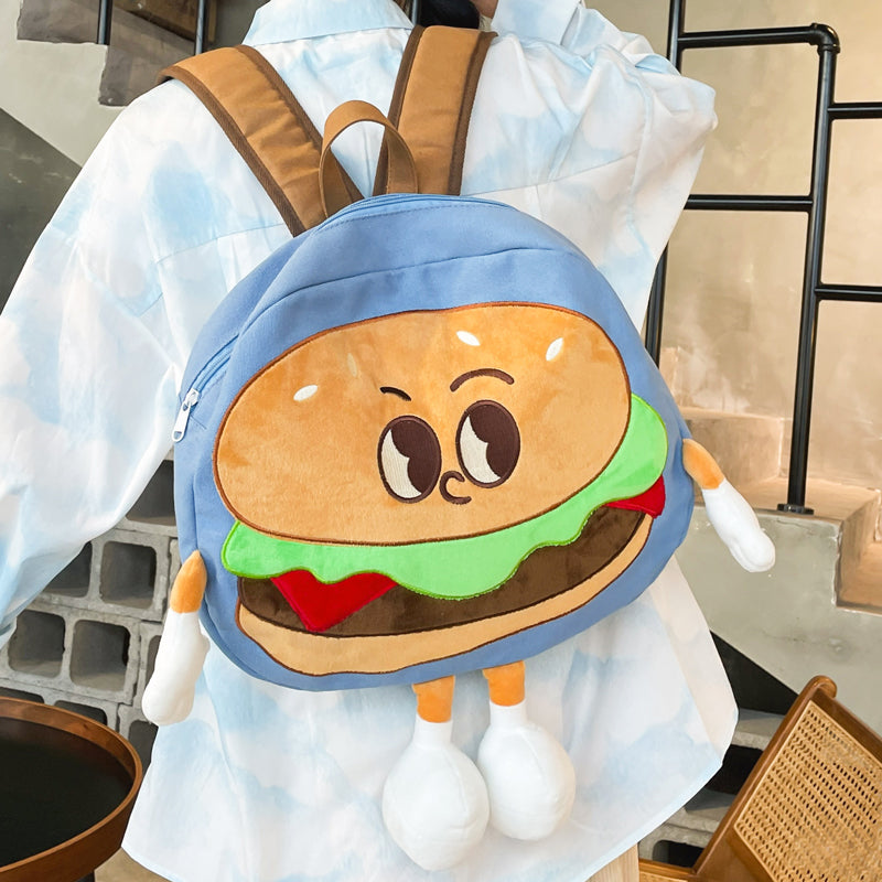 Backpack Cute Female Cartoon Canvas Class Hamburger