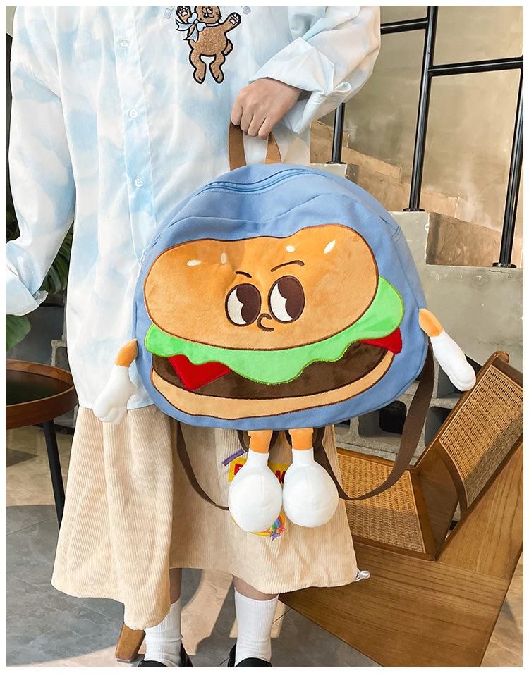 Backpack Cute Female Cartoon Canvas Class Hamburger