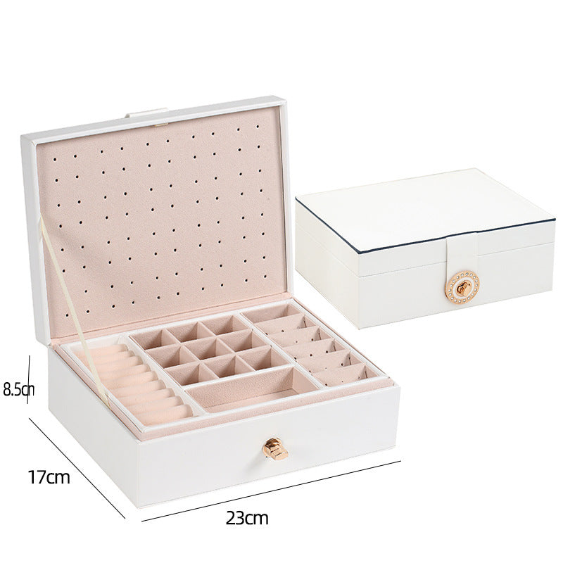 Leather Double-Layer Large Capacity Ring Watch Jewelry Box