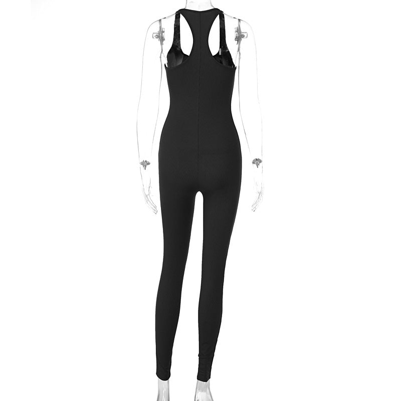 Knitting Pure Color High Waist Tight Sports Yoga Jumpsuit Female Knitted Sports Yoga Jumpsuit