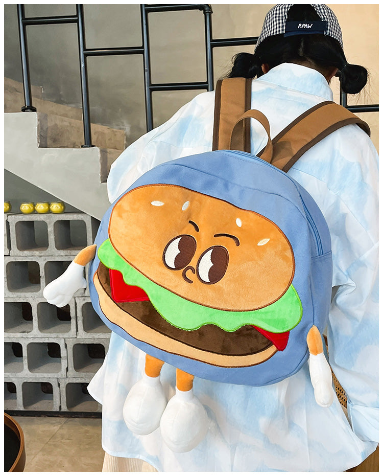 Backpack Cute Female Cartoon Canvas Class Hamburger