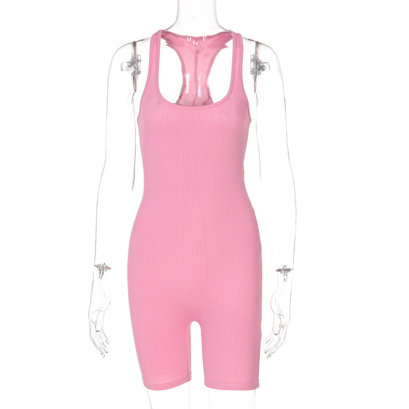 Knitting Pure Color High Waist Tight Sports Yoga Jumpsuit Female Knitted Sports Yoga Jumpsuit