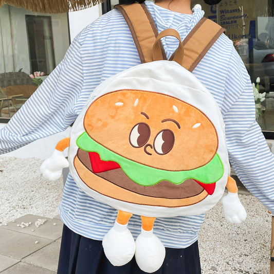 Backpack Cute Female Cartoon Canvas Class Hamburger