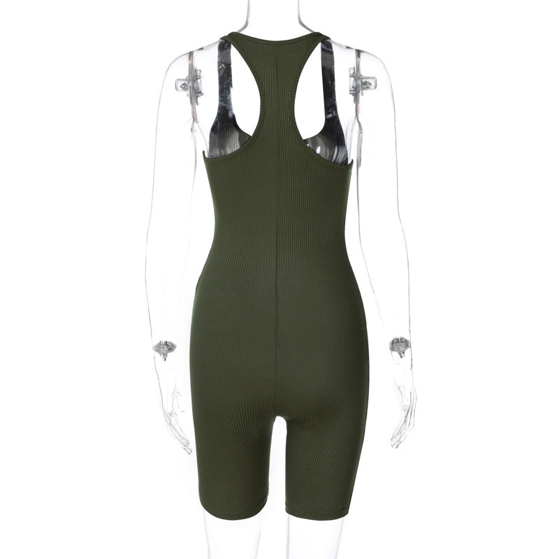 Knitting Pure Color High Waist Tight Sports Yoga Jumpsuit Female Knitted Sports Yoga Jumpsuit