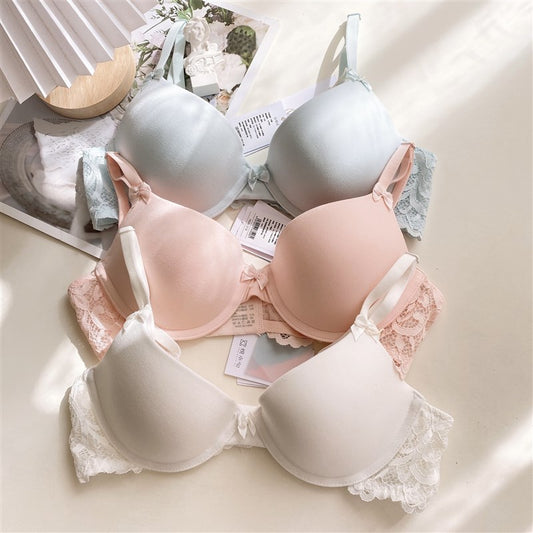 Yuexing Memory Soft Underwire Glossy Sweet Young Adult Bra Thin G Style Push up Ladies Intimates Student Small Chest