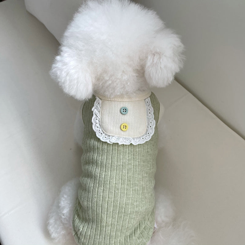 Pet Clothes Fall and Winter New Arrival Color Matching Saliva Towel Sunken Stripe Vest Teddy Bichon Dog Cat Warm Sweater