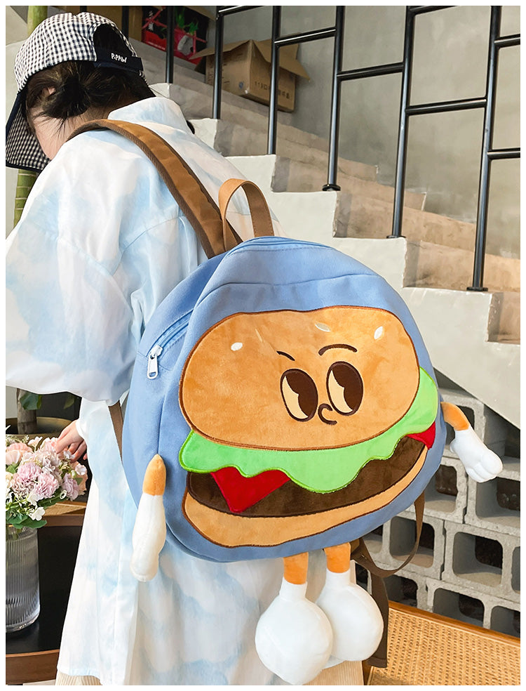 Backpack Cute Female Cartoon Canvas Class Hamburger