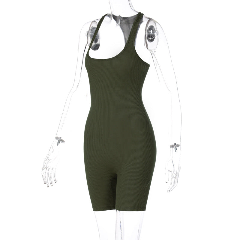 Knitting Pure Color High Waist Tight Sports Yoga Jumpsuit Female Knitted Sports Yoga Jumpsuit