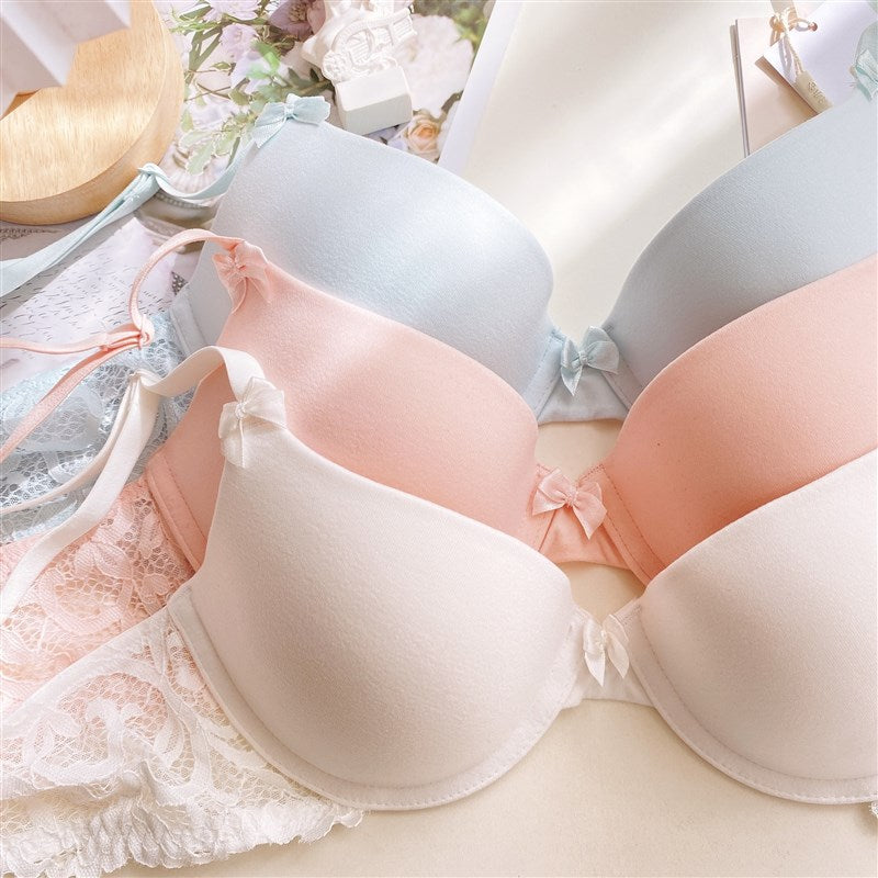 Yuexing Memory Soft Underwire Glossy Sweet Young Adult Bra Thin G Style Push up Ladies Intimates Student Small Chest