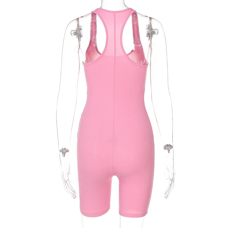 Knitting Pure Color High Waist Tight Sports Yoga Jumpsuit Female Knitted Sports Yoga Jumpsuit