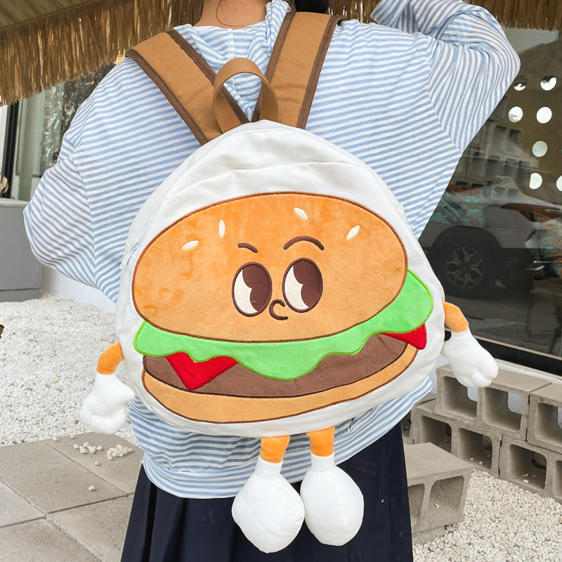 Backpack Cute Female Cartoon Canvas Class Hamburger