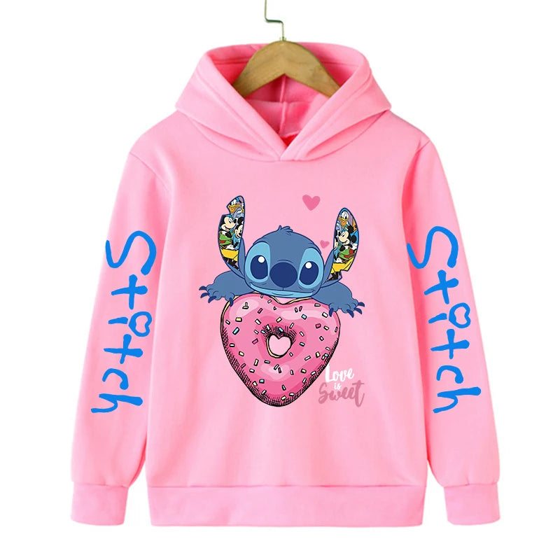 Funny Clothes Christmas Disney Stitch Hoodie Children Cartoon  Kid Girl Boy Lilo and Stitch Sweatshirt Hoody Baby Casual Top