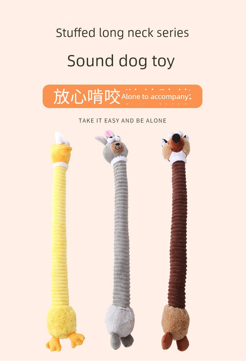 Long Dog Cartoon Long Neck Animal Gnawing Toy Sound Grinding Accompany Bichon Corgi Golden Retriever Samo