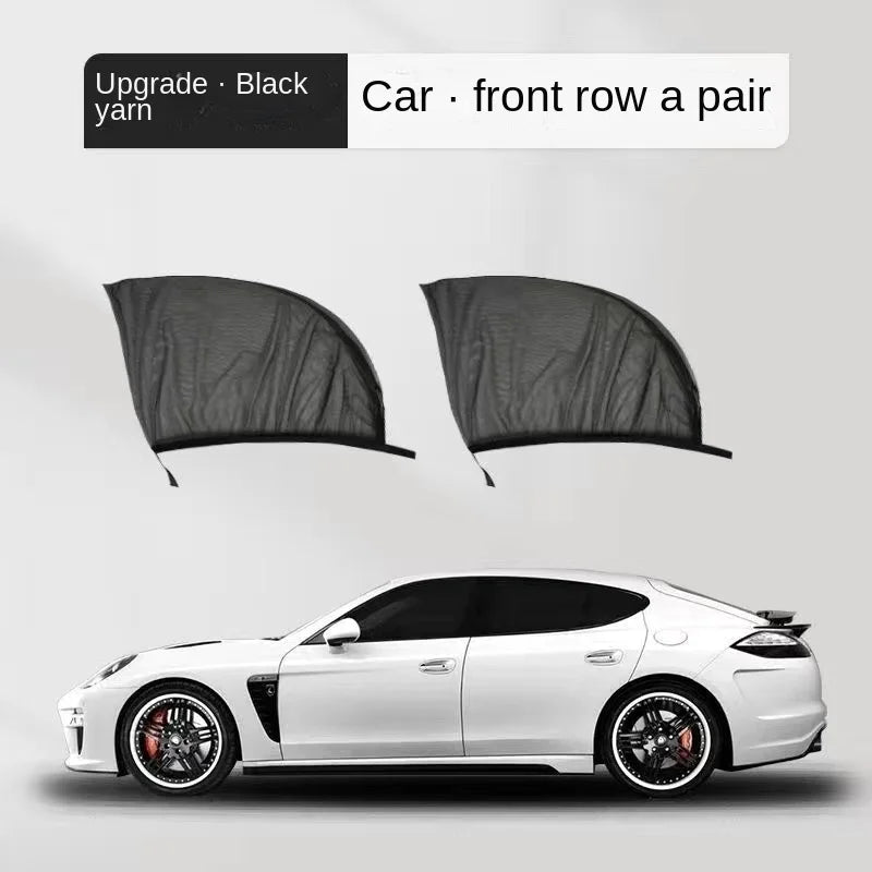 2pcs Car Rear Side Window Sunshade UV Protect Shield Mesh Prevent Mosquito Sunshine Privacy Protection Foldable Curtain