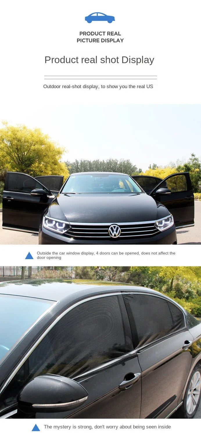 2pcs Car Rear Side Window Sunshade UV Protect Shield Mesh Prevent Mosquito Sunshine Privacy Protection Foldable Curtain