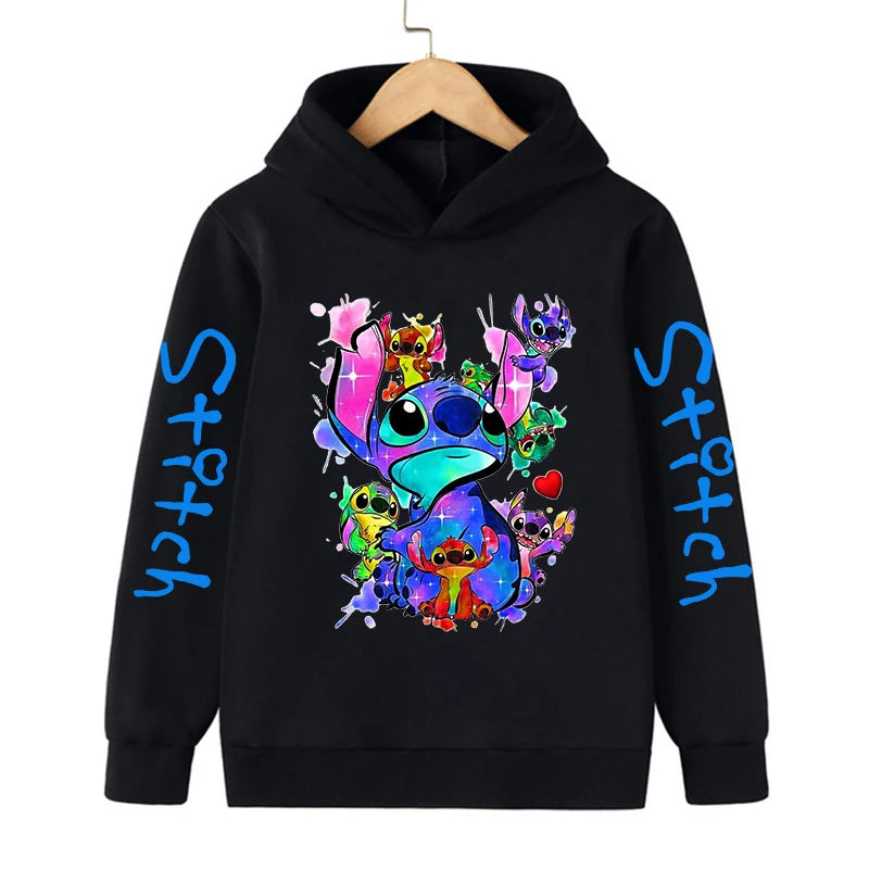 Funny Clothes Christmas Disney Stitch Hoodie Children Cartoon  Kid Girl Boy Lilo and Stitch Sweatshirt Hoody Baby Casual Top