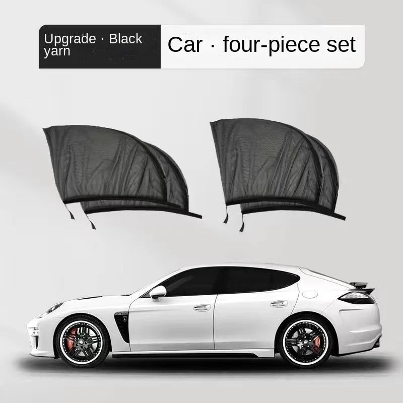 2pcs Car Rear Side Window Sunshade UV Protect Shield Mesh Prevent Mosquito Sunshine Privacy Protection Foldable Curtain