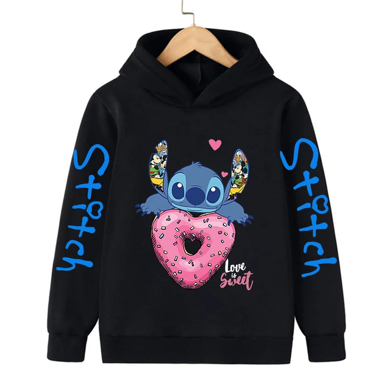 Funny Clothes Christmas Disney Stitch Hoodie Children Cartoon  Kid Girl Boy Lilo and Stitch Sweatshirt Hoody Baby Casual Top