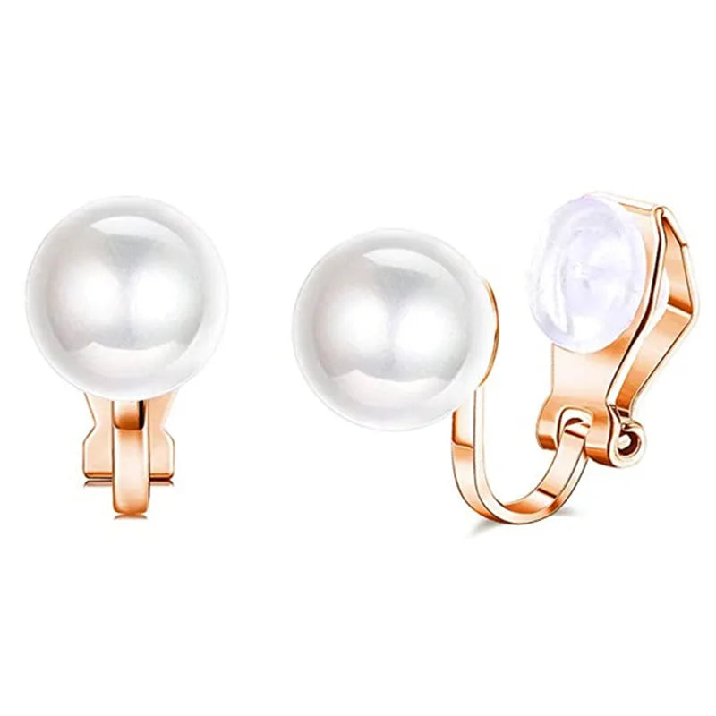 1Pair Pearl Ear Clip Earring For Women Non Piercing Clips On Earrings Stud Jewelry Fake Piercing Crystal Ear Cuffs Fashion Gifts