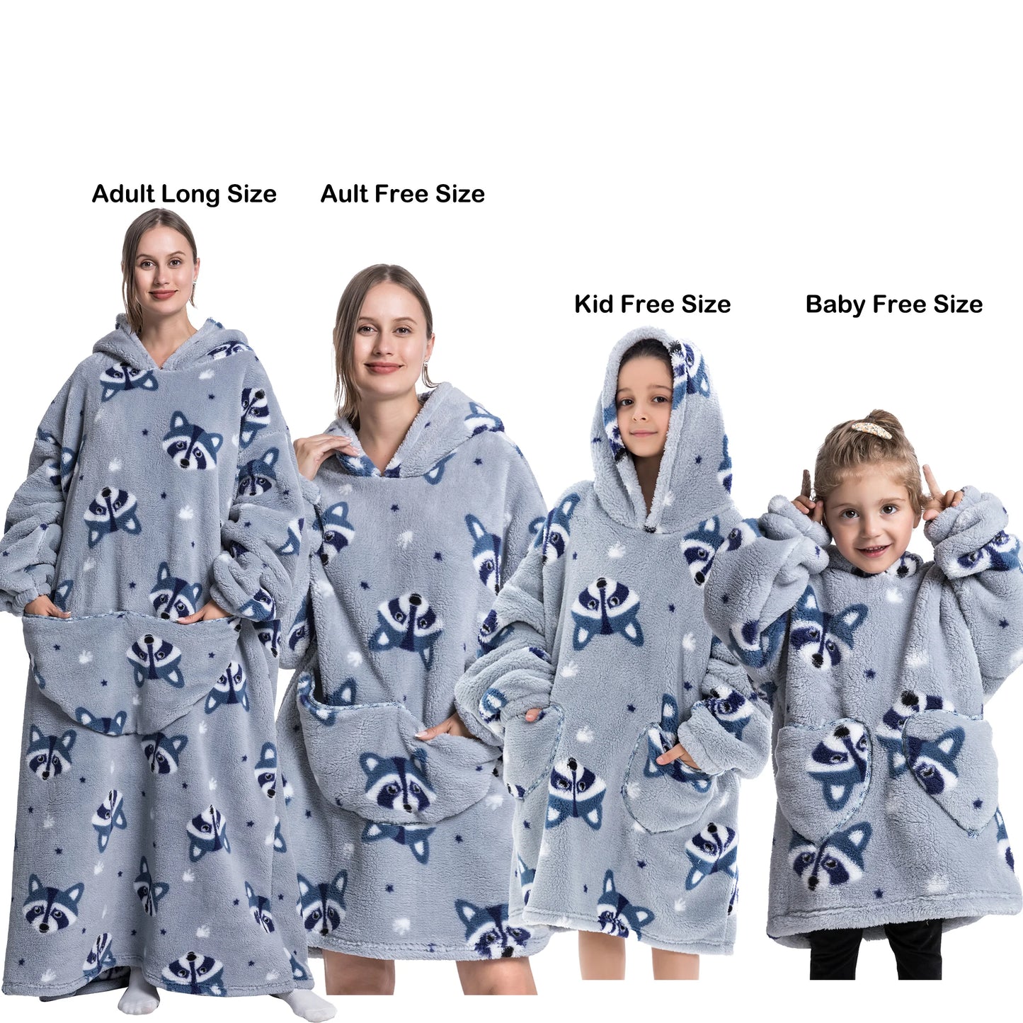 Flannel Blanket with Sleeves Winter Sweatshirt  Pullover Fleece Giant Shark Wearable Blanket Hoodie for adults kids babys