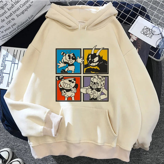 Cuphead hoodies women anime japanese anime sweat y2k tracksuit Hood women 90s Hooded Shirt