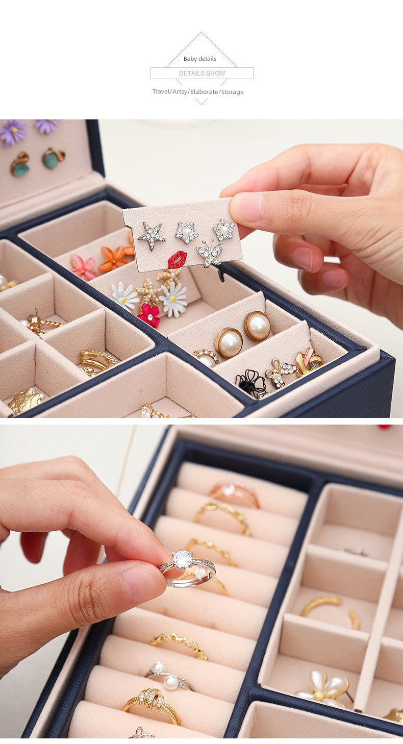 Leather Double-Layer Large Capacity Ring Watch Jewelry Box