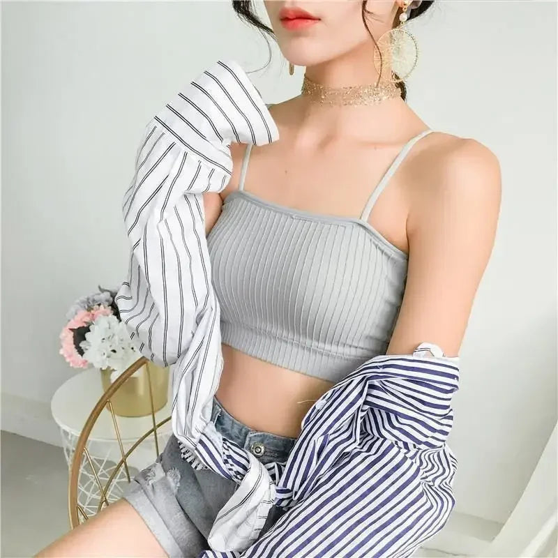 New Fashion Sexy Top Cotton Underwear Tube Top Bra Ladies Thread Bra Comfort Up Women Sports Bra Female Crop Top Sexy Lingerie