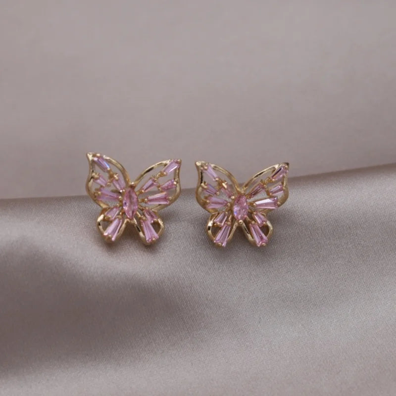 South Korea hot selling fashion jewelry 14K gold plated glass flower earrings elegant women's daily work accessories