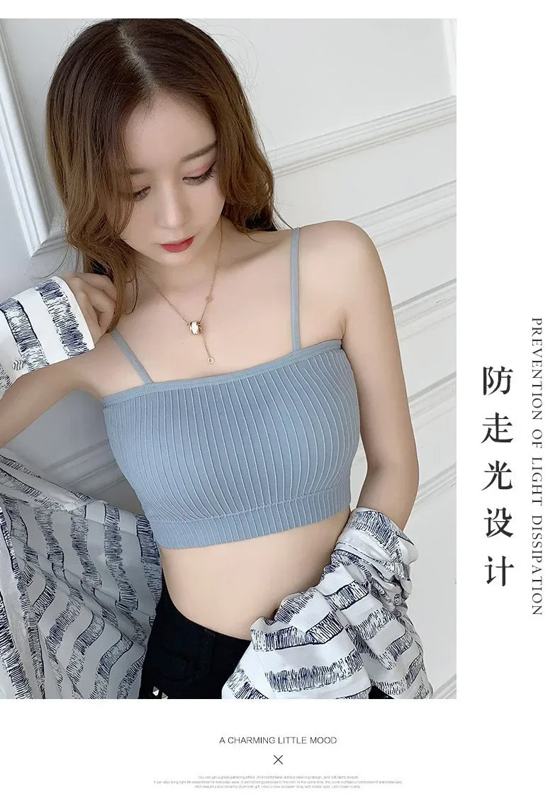 New Fashion Sexy Top Cotton Underwear Tube Top Bra Ladies Thread Bra Comfort Up Women Sports Bra Female Crop Top Sexy Lingerie