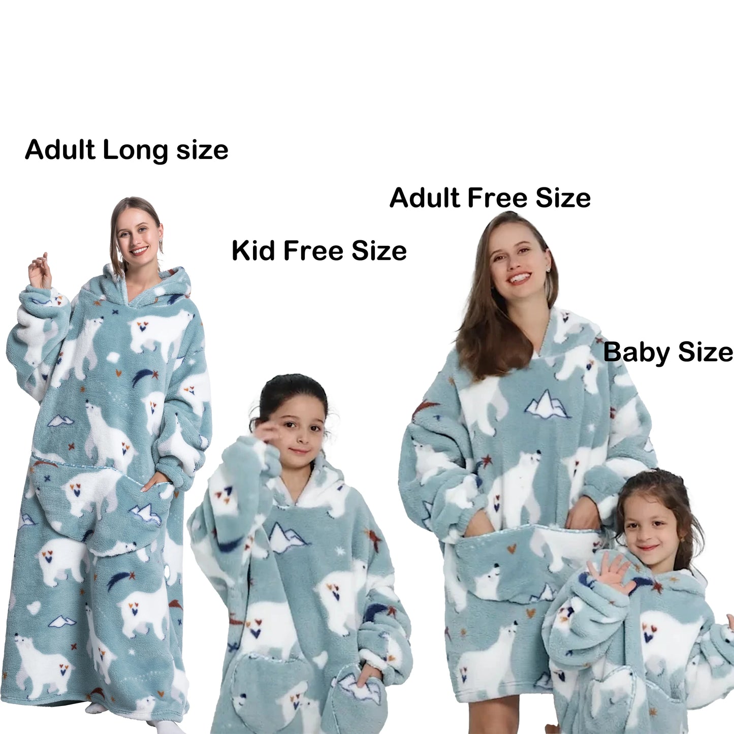 Flannel Blanket with Sleeves Winter Sweatshirt  Pullover Fleece Giant Shark Wearable Blanket Hoodie for adults kids babys