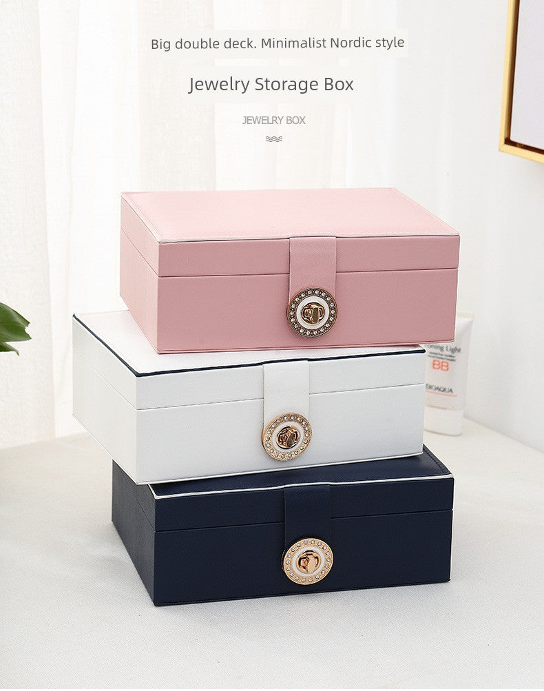 Leather Double-Layer Large Capacity Ring Watch Jewelry Box