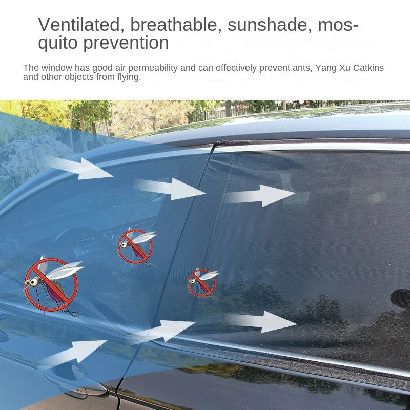 2pcs Car Rear Side Window Sunshade UV Protect Shield Mesh Prevent Mosquito Sunshine Privacy Protection Foldable Curtain