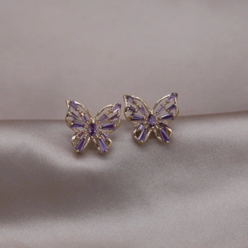 South Korea hot selling fashion jewelry 14K gold plated glass flower earrings elegant women's daily work accessories