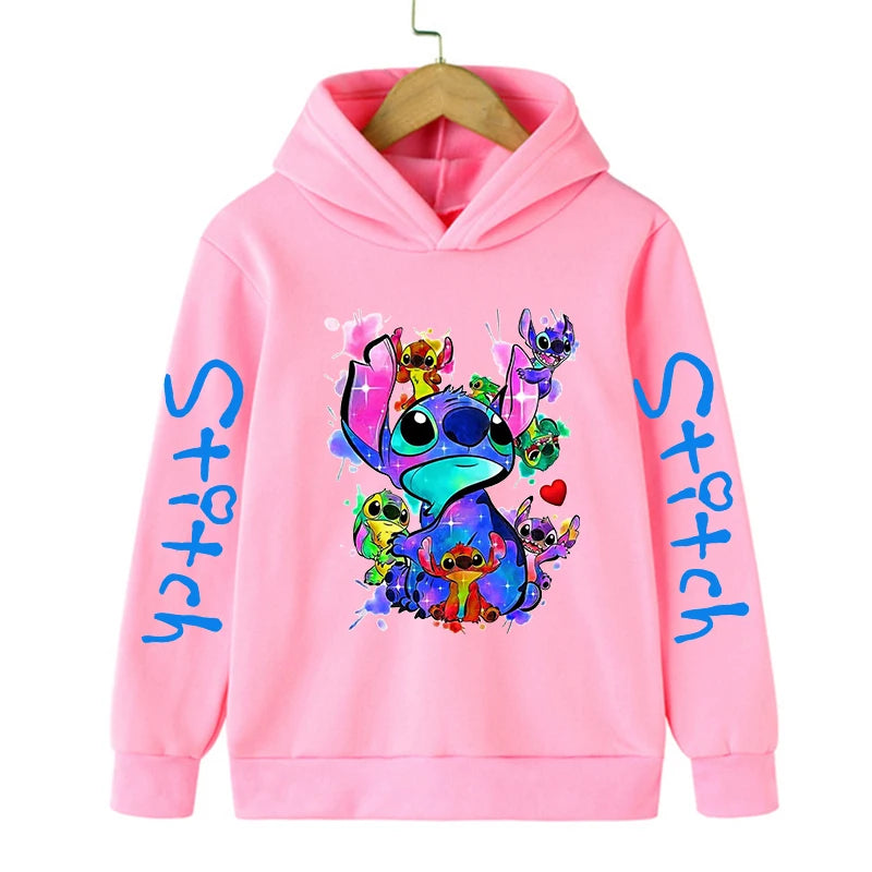 Funny Clothes Christmas Disney Stitch Hoodie Children Cartoon  Kid Girl Boy Lilo and Stitch Sweatshirt Hoody Baby Casual Top